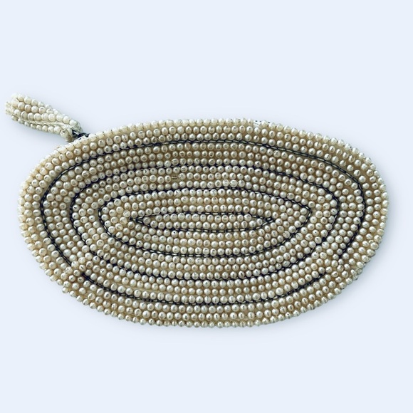 Vintage Gimbels Pearl Beaded Clutch Handbag Wedding Formal Japan - Picture 4 of 6
